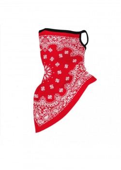 Бандана маска с уши в червено Flowers