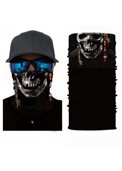 Мултифункционален шал бандана черна с череп