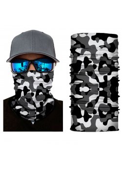 Мултифункционален шал бандана бяло-черен камуфлаж