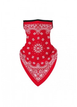 Бандана маска с уши в червено Flowers