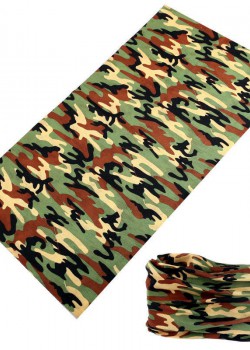Мултифункционален шал бандана за глава в ситен зелен камуфлаж