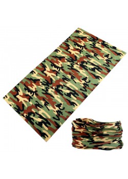 Мултифункционален шал бандана за глава в ситен зелен камуфлаж