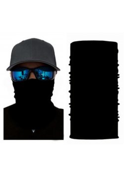 Мултифункционален шал бандана за глава в изчистен черен цвят