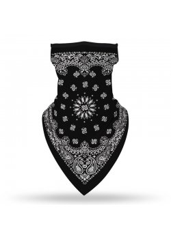 Бандана маска с уши в черно Flowers