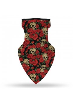 Бандана маска с уши - рози и черепи Roses & Skulls