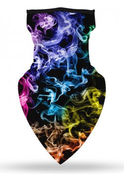 Бандана маска с уши в цветни пушаци