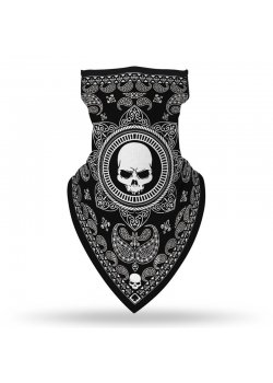 Бандана маска с уши в черно с череп