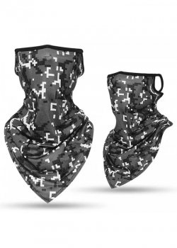 Бандана маска с уши в сив камуфлаж 