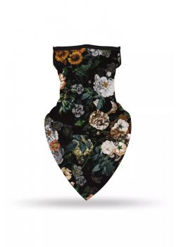 Бандана маска с уши нов дизайн на зелени цветя