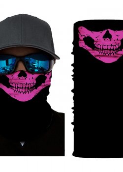 Шал бандана бъф за глава розов череп