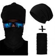 Комплект бийни шапка и бандана шал BLACK