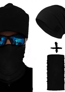 Комплект бийни шапка и бандана шал BLACK