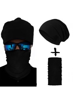 Комплект бийни шапка и бандана шал BLACK