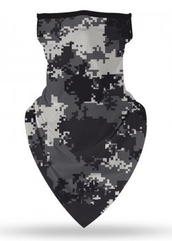 Бандана маска с уши в сив камуфлажен принт