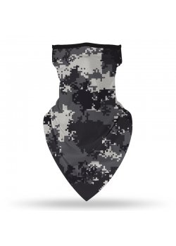 Бандана маска с уши в сив камуфлажен принт