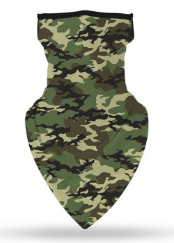 Бандана маска с уши в зелен камуфлажен принт